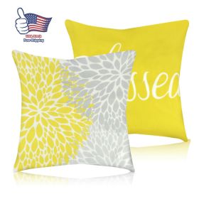 Yellow Pillow Cover Home Decor Double Sided Gray Decorative Cushion Case