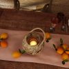 Wicker Candle Holder Lantern with Handle for Patio, Garden and Dining Party Home Decoration
