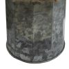 Galvanized Metal Decorative Milk Can with Wooden Handle, Gray and Brown