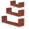 Set of 3 Floating Display Shelves Ledge Bookshelf Wall Mount Storage Home DÃ©cor Brown RT
