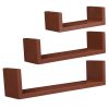 Set of 3 Floating Display Shelves Ledge Bookshelf Wall Mount Storage Home DÃ©cor Brown RT