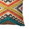 DunaWest 18 x 18 Square Cotton Accent Throw Pillow, Aztec Tribal Inspired Pattern, Trimmed Fringes, Multicolor