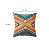 DunaWest 18 x 18 Square Cotton Accent Throw Pillow, Aztec Tribal Inspired Pattern, Trimmed Fringes, Multicolor