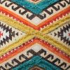DunaWest 18 x 18 Square Cotton Accent Throw Pillow, Aztec Tribal Inspired Pattern, Trimmed Fringes, Multicolor