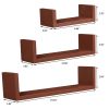 Set of 3 Floating Display Shelves Ledge Bookshelf Wall Mount Storage Home DÃ©cor Brown RT