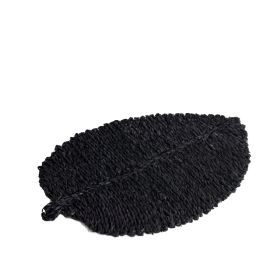 Seagrass Door Mat - Outdoor Jute Woven Rug for Patio (Color: Black)