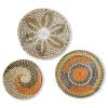Set of 3 Wall Hanging Seagrass Basket | Shallow Handwoven Decorative Baskets for Home