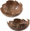 Set 2 Coconut Bowls &Wooden Spoon Organic Cereal Smoothie Natural Breakfast Bowls