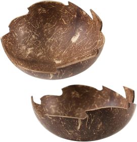 Set 2 Coconut Bowls &Wooden Spoon Organic Cereal Smoothie Natural Breakfast Bowls (style: Maple Leaf)