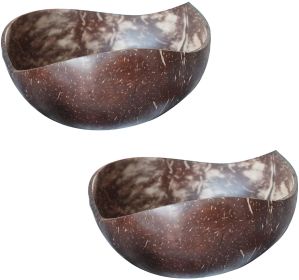 Set 2 Coconut Bowls &Wooden Spoon Organic Cereal Smoothie Natural Breakfast Bowls (style: Heart-shaped)