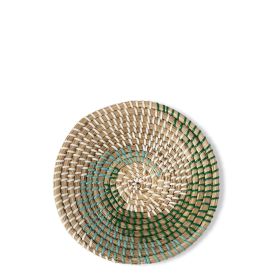 Seagrass Woven Wall Basket | Rustic Boho Decor Wall Hanging for Home Decoration and Display (9.8") (Color: Teal Spiral)
