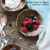 Set 2 Coconut Bowls &Wooden Spoon Organic Cereal Smoothie Natural Breakfast Bowls
