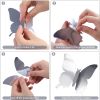 60PCS 3D Butterfly Wall Stickers Mirror Butterfly Wall Decals Set Removable