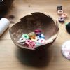 Set 2 Coconut Bowls &Wooden Spoon Organic Cereal Smoothie Natural Breakfast Bowls
