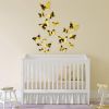 60PCS 3D Butterfly Wall Stickers Mirror Butterfly Wall Decals Set Removable